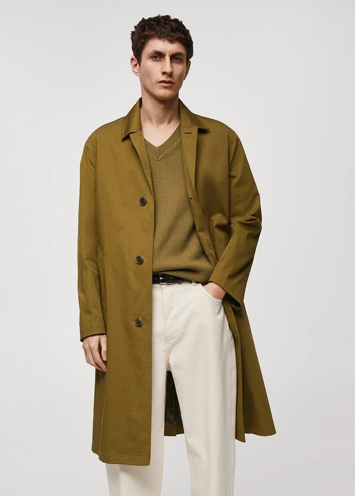 Relaxed-fit cotton trench coat