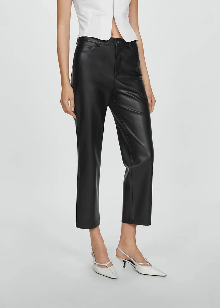 Leather-effect straight pants