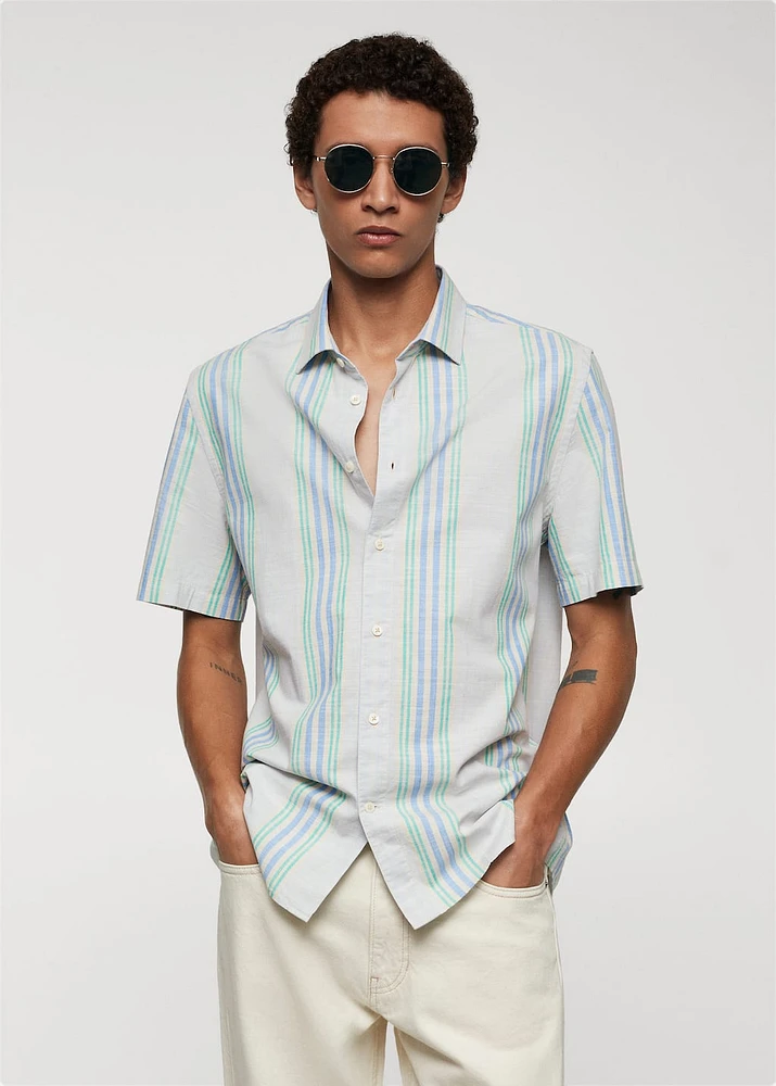 Regular-fit printed cotton shirt