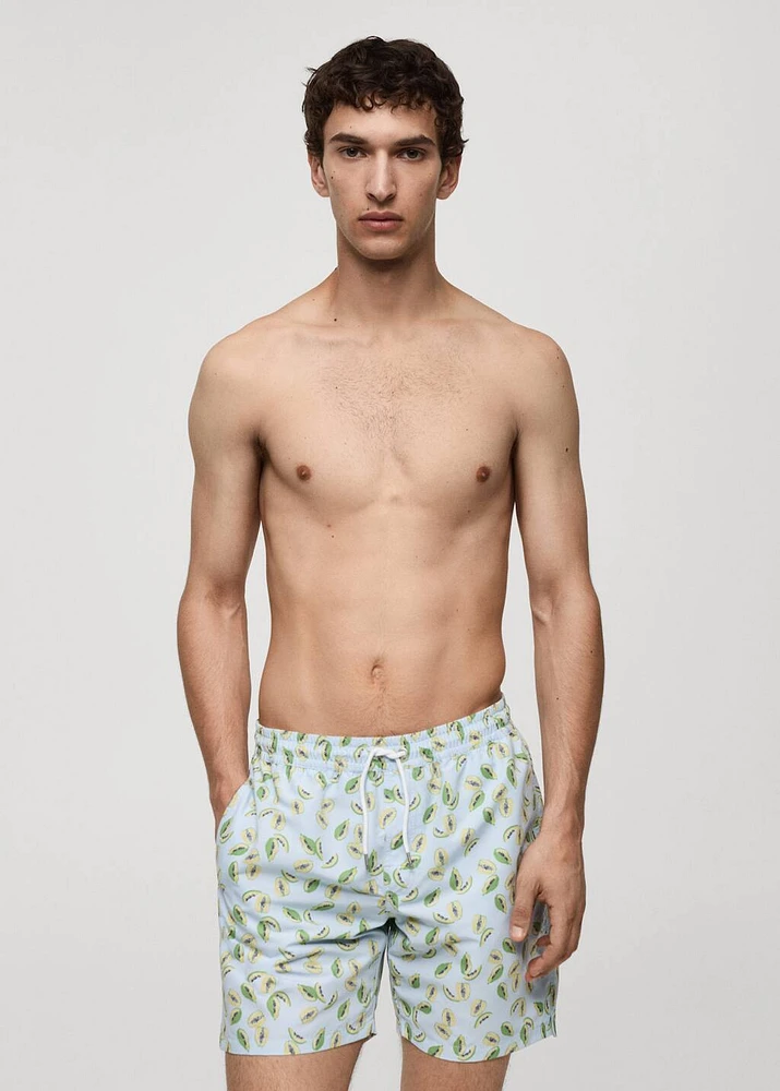 Fruit-print swimming trunks