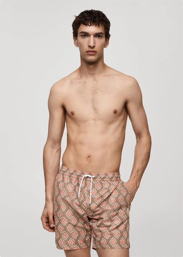 Geometric-print swimsuit