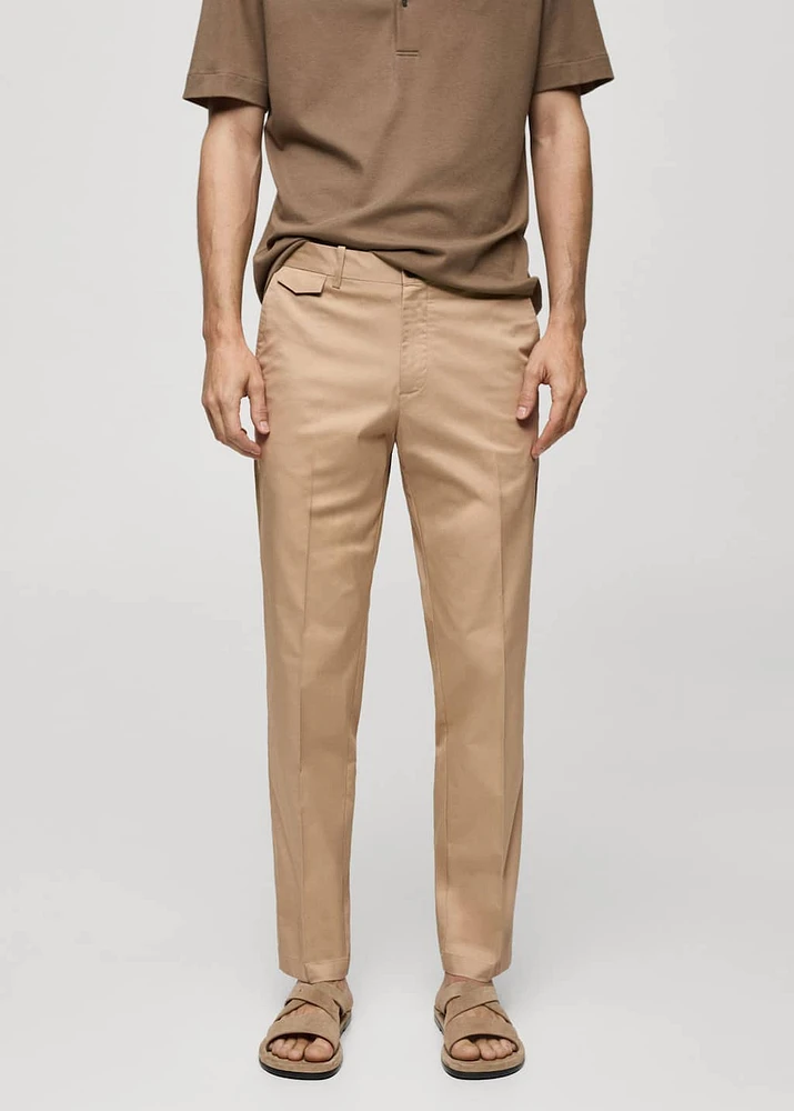 Regular fit structure cotton pants