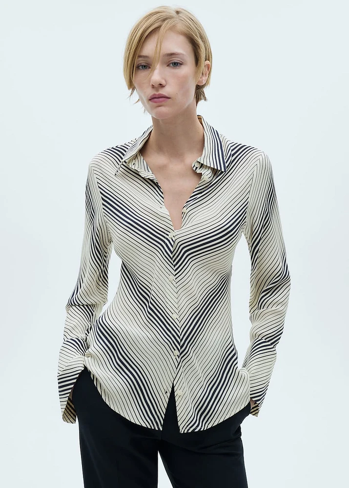 Striped shirt with flared sleeves