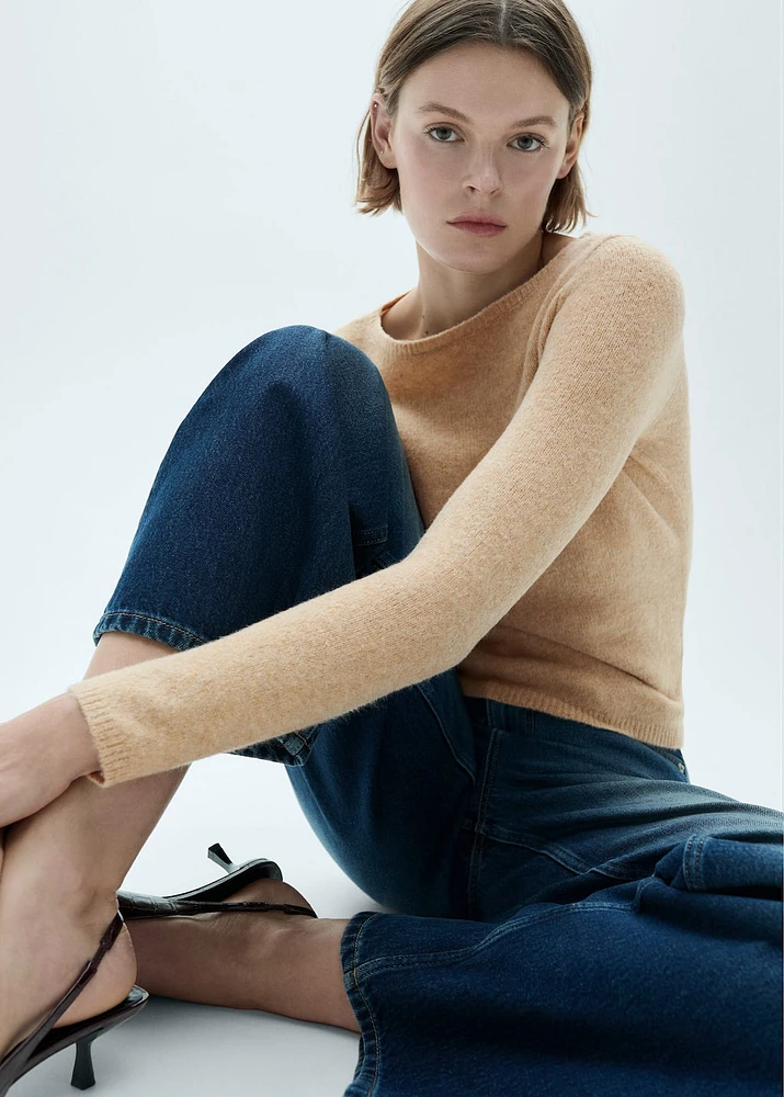 Fine-knit boat-neck sweater