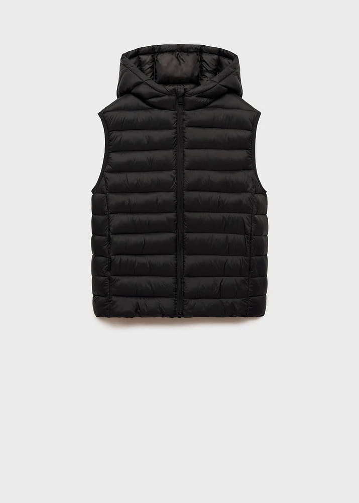 Quilted vest with hood