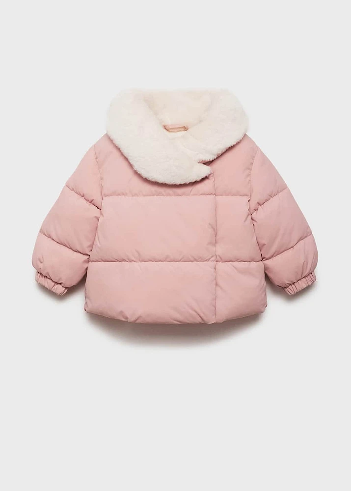 Fur collar quilted coat