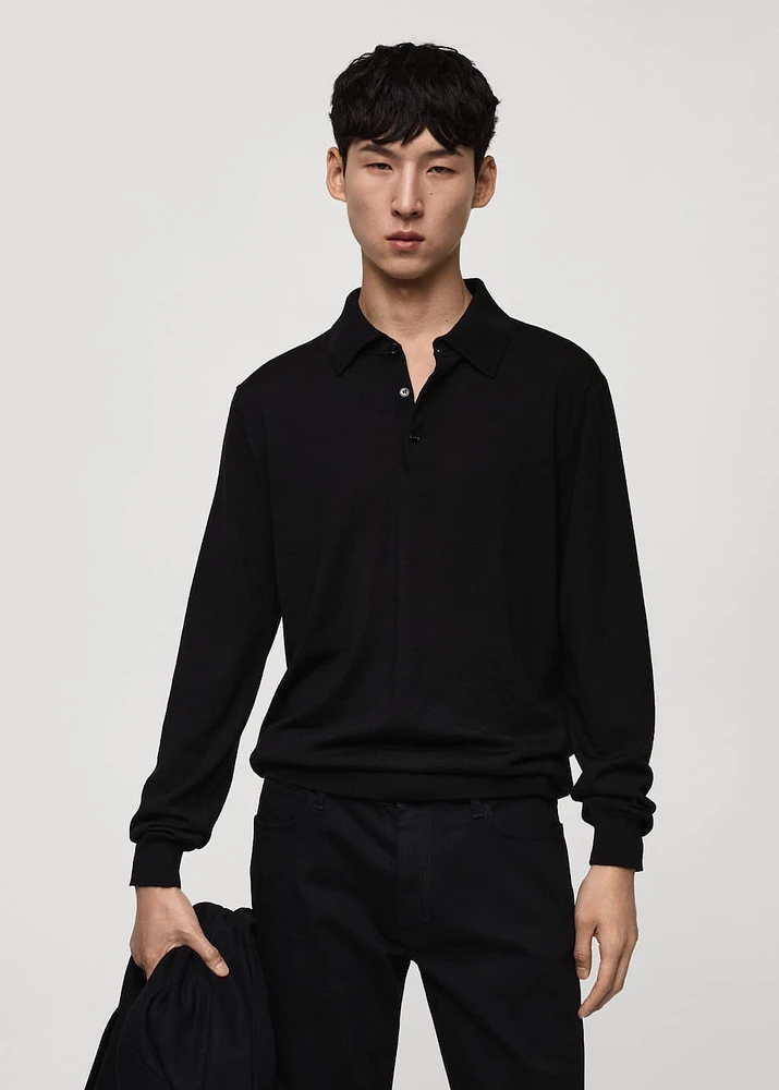 100% merino wool long-sleeved polo shirt