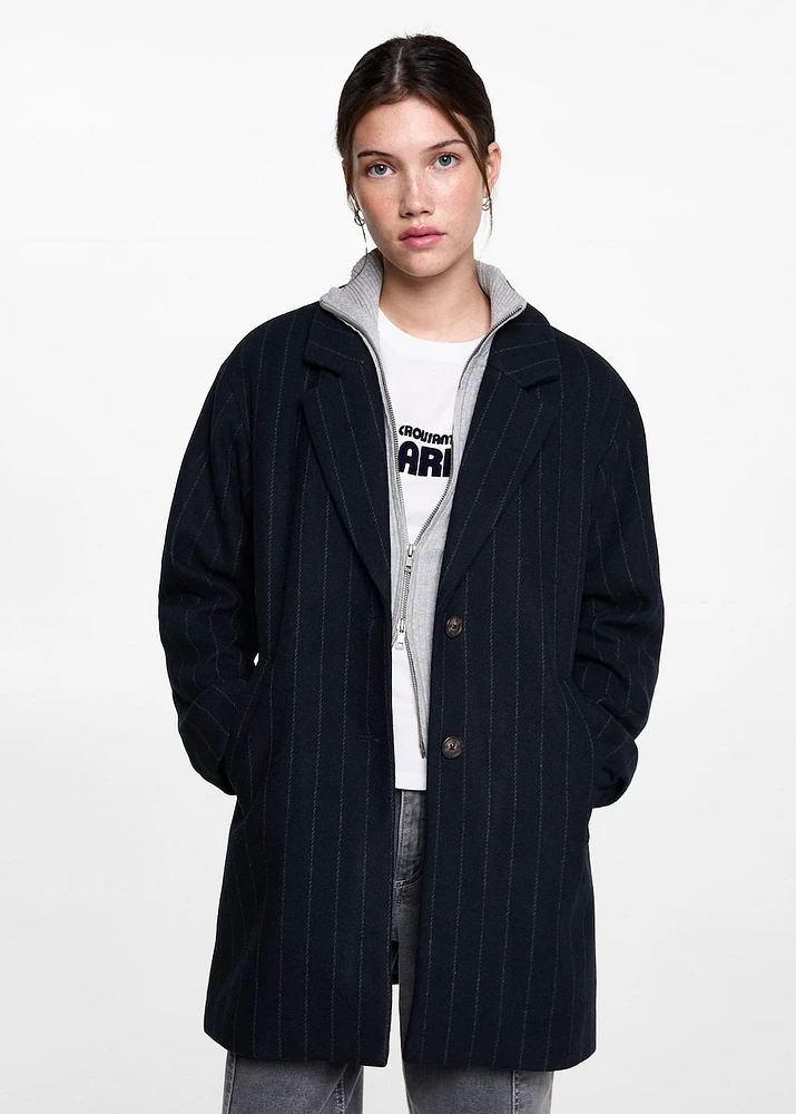 Striped wool coat