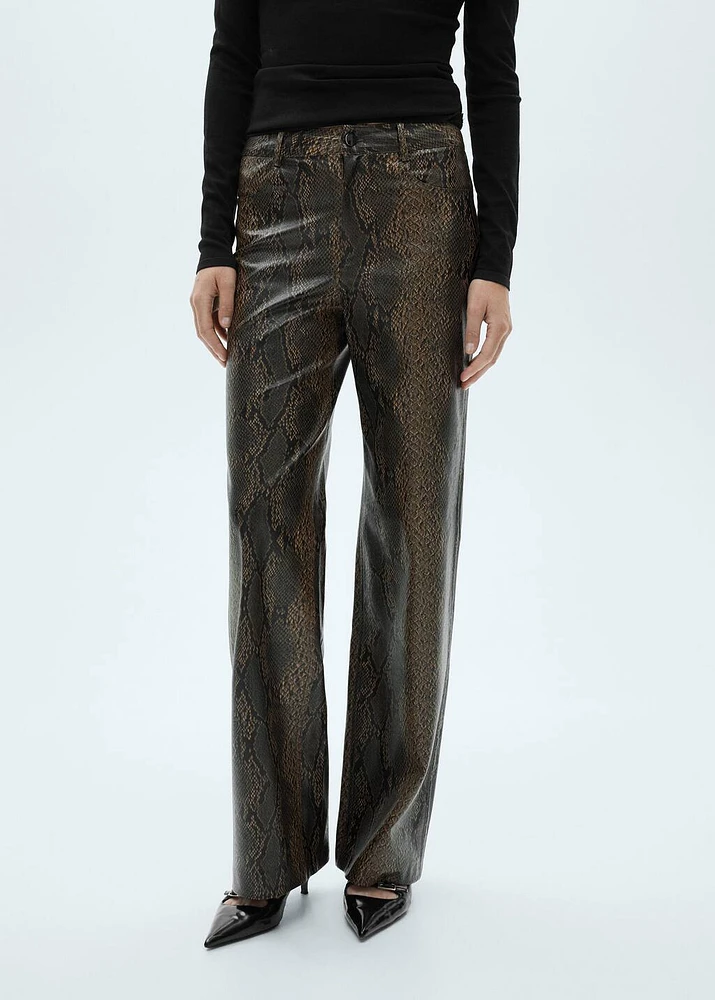 Animal-print leather-effect pants