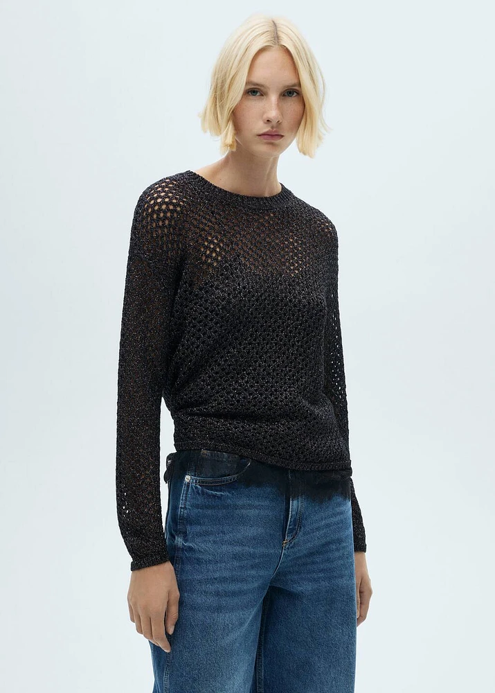 Lurex openwork knitted sweater