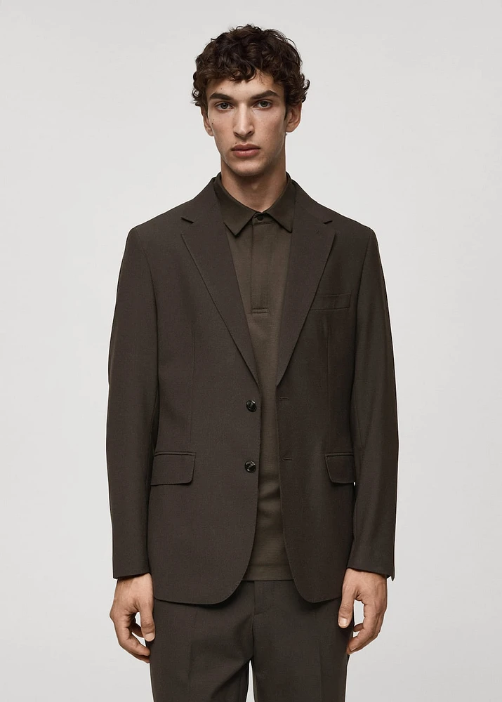 Crease-resistant wool suit jacket