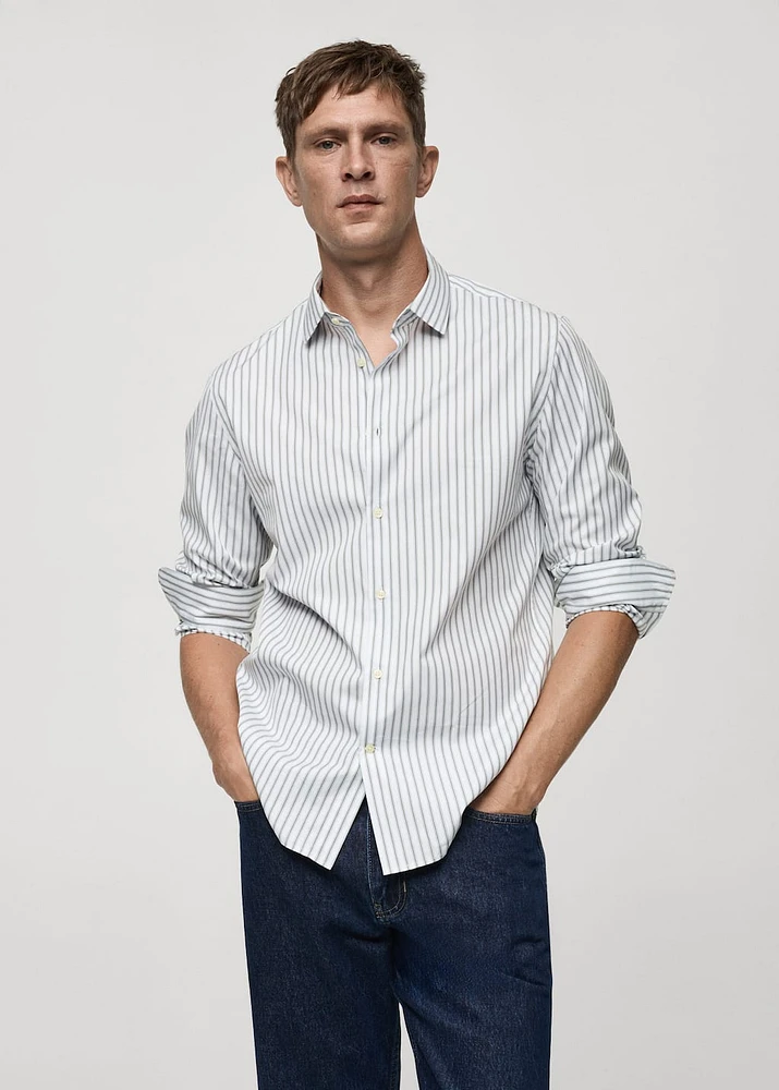 Slim fit striped cotton shirt