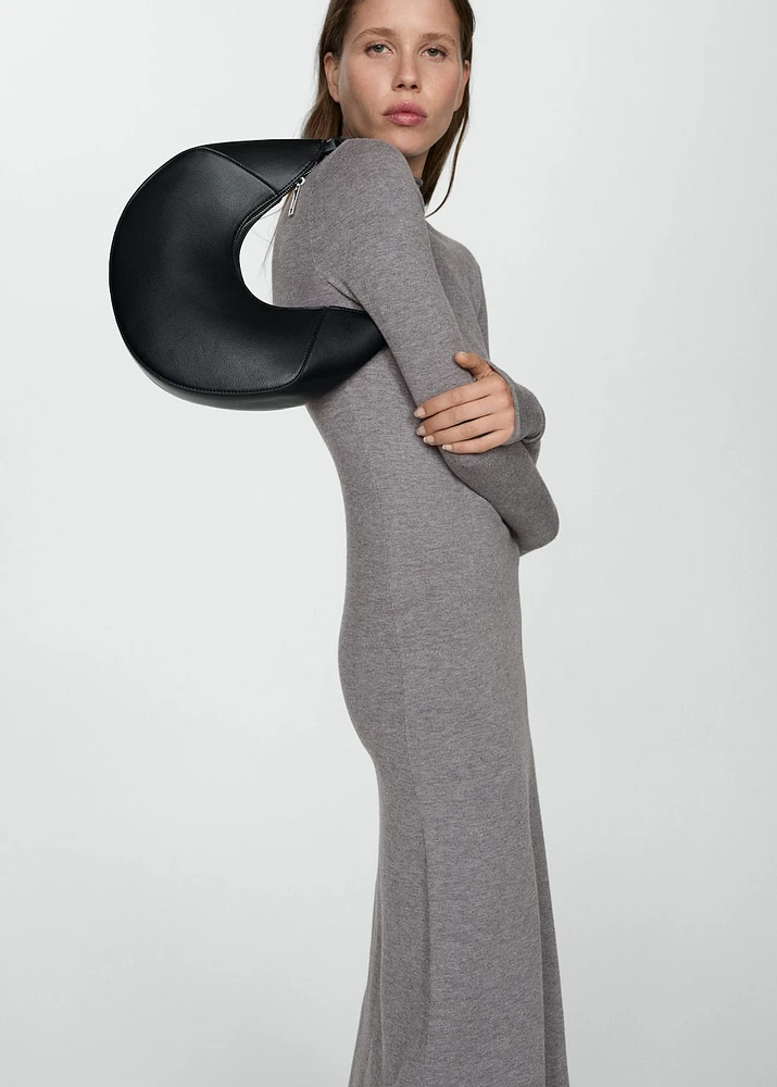 Perkins-neck knitted dress