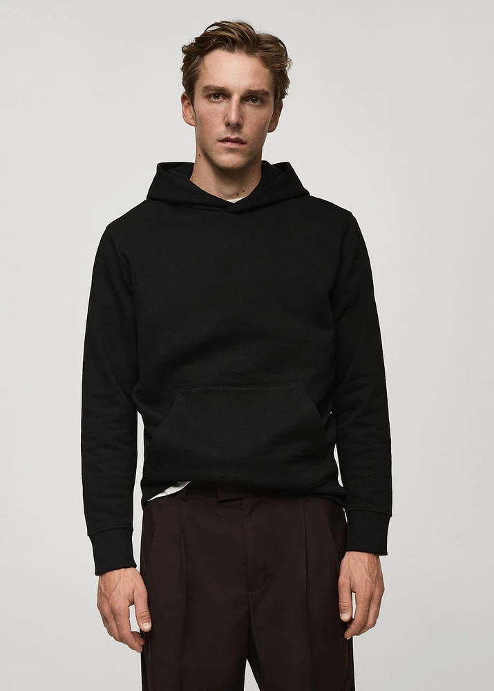 Cotton kangaroo-hooded sweatshirt