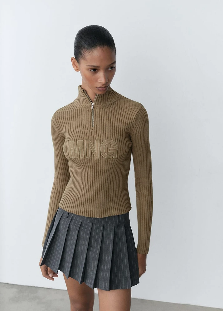 Perkins-neck sweater with logo