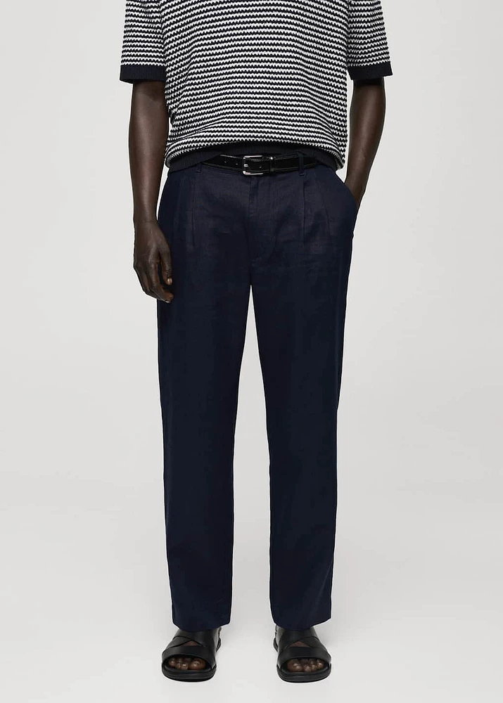 Relaxed-fit 100% linen pants