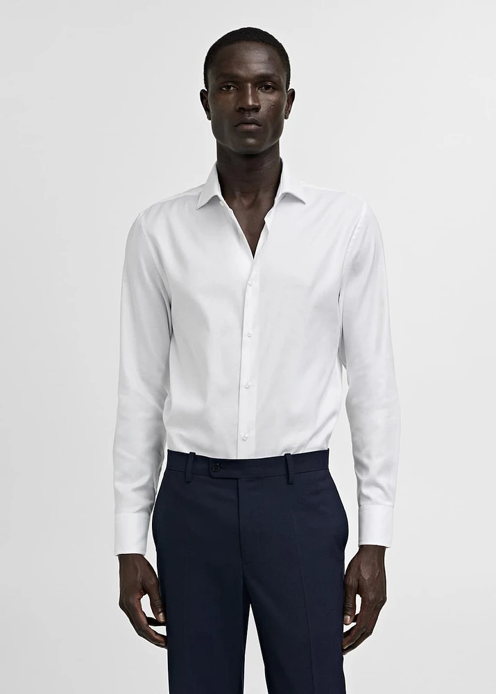 Slim-fit textured cotton suit shirt
