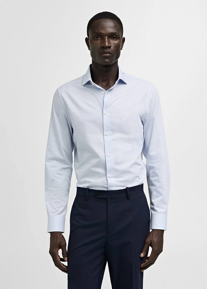 Slim-fit twill pinstripe suit shirt