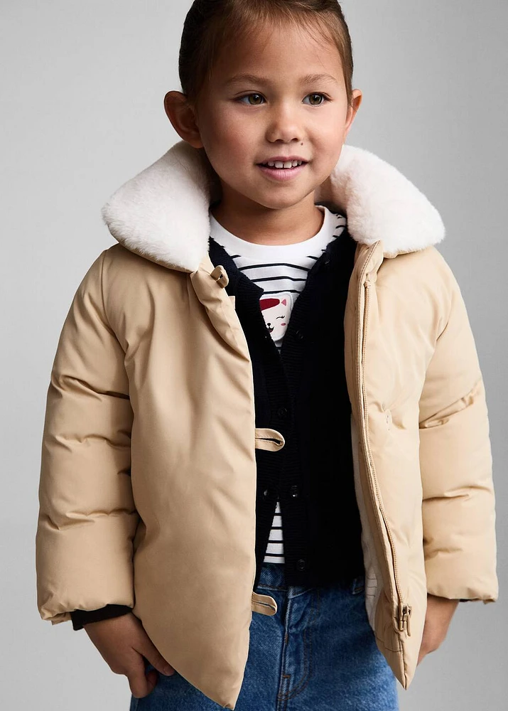 Fur-effect quilted coat