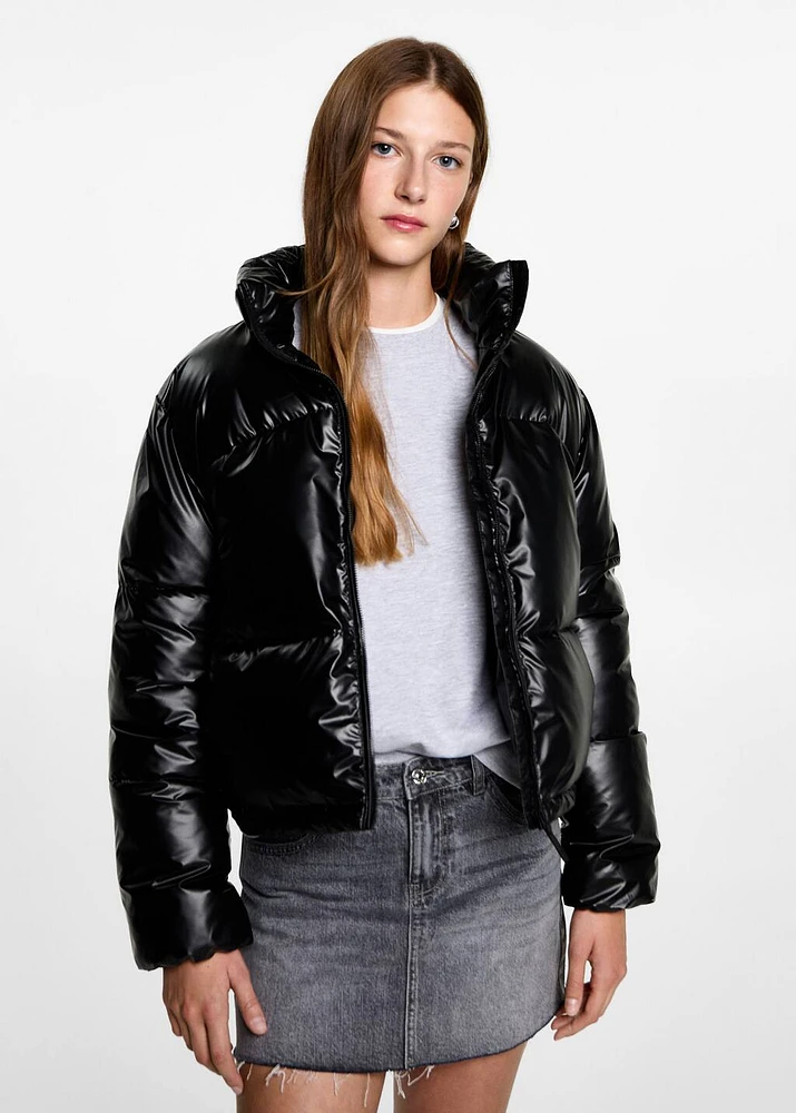 Metallic puffer jacket
