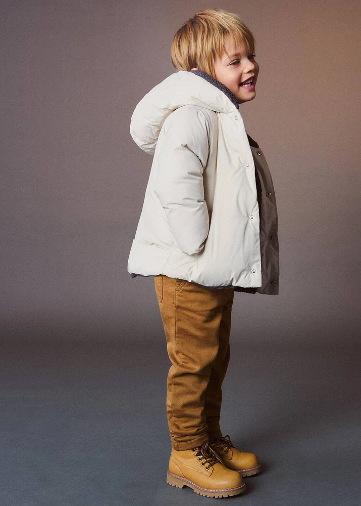 Padded anorak with shearling lining