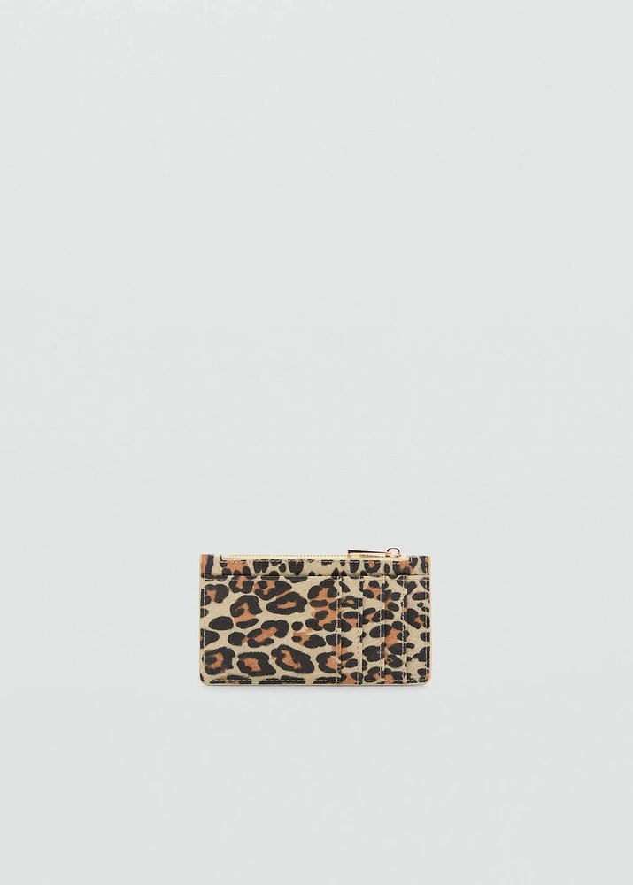 Leopard print leather wallet