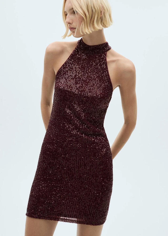 Sequined halter neck dress