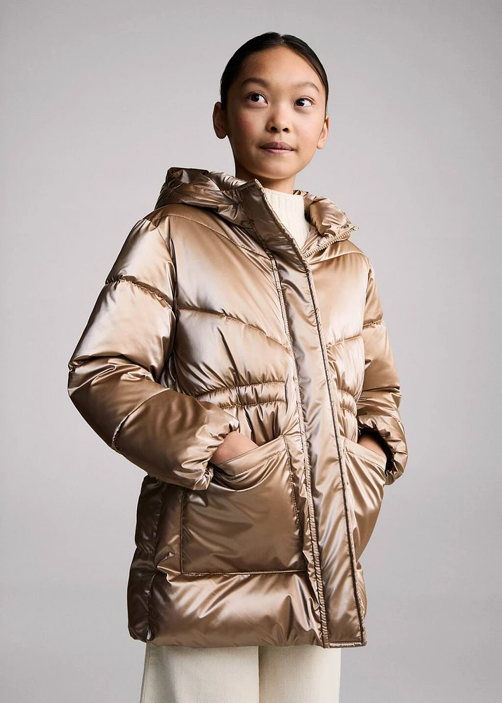Metallic puffer jacket