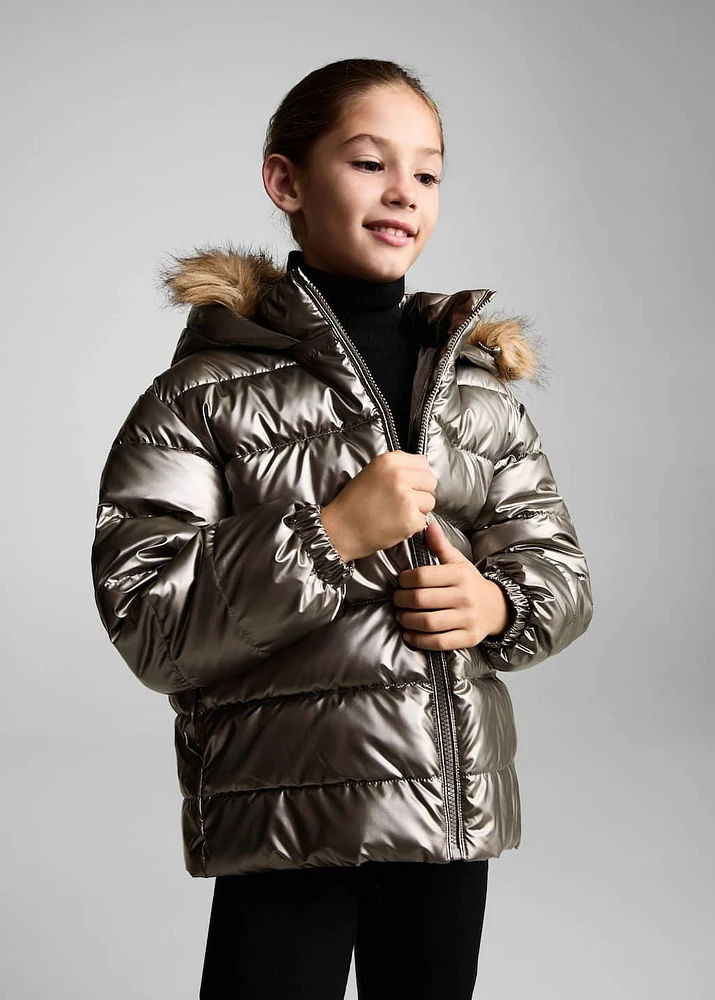 Metallic puffer jacket