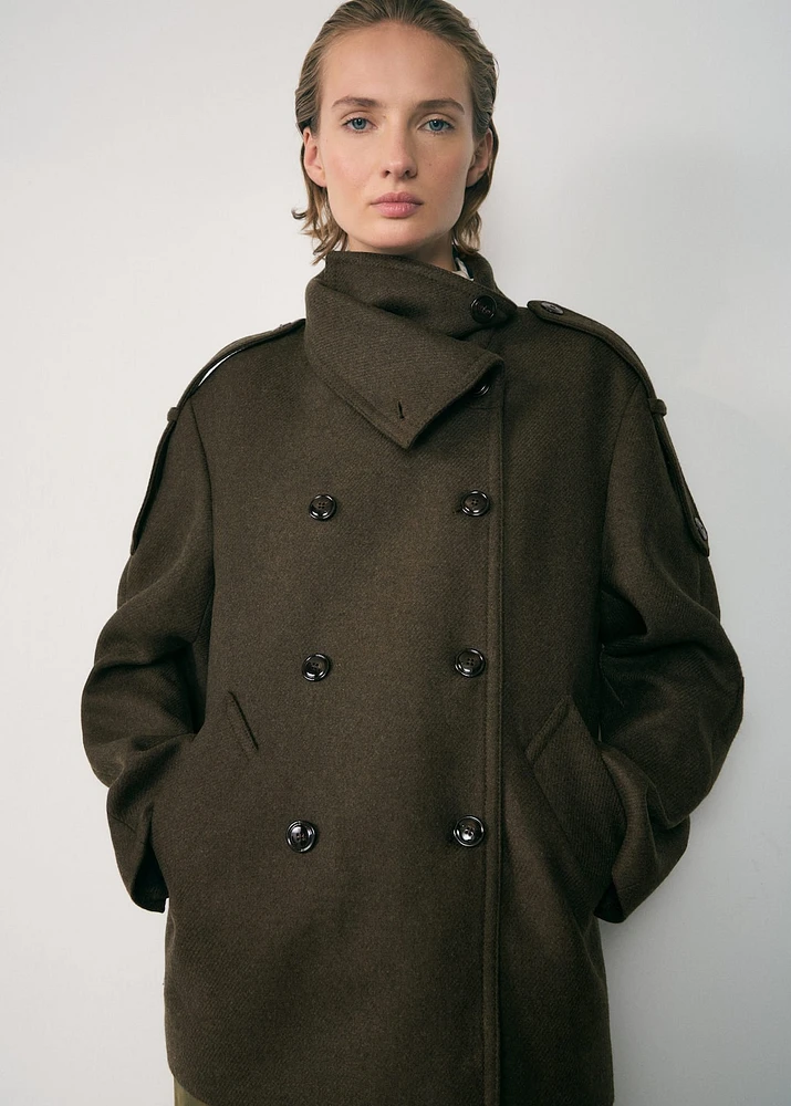 Double-breasted wool coat