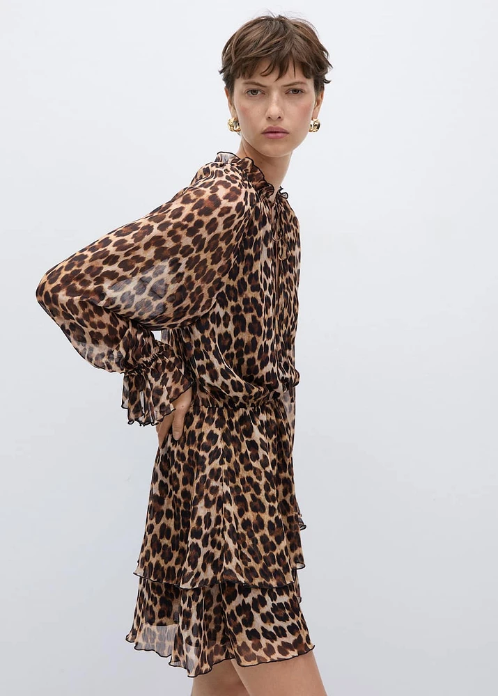 Leopard-print flared dress