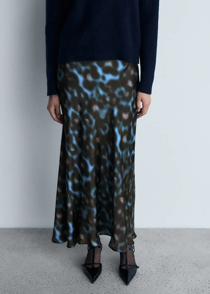 Printed satin skirt