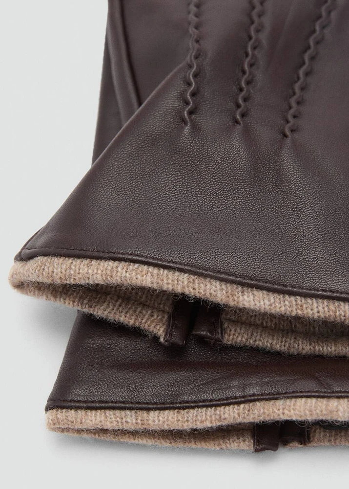 100% leather gloves with stitching detail