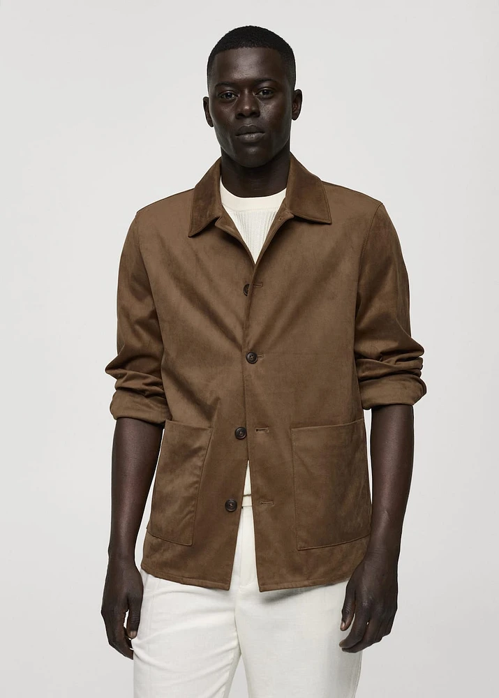 Suede effect overshirt with pockets
