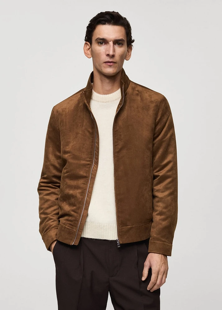 Suede-effect jacket with zip