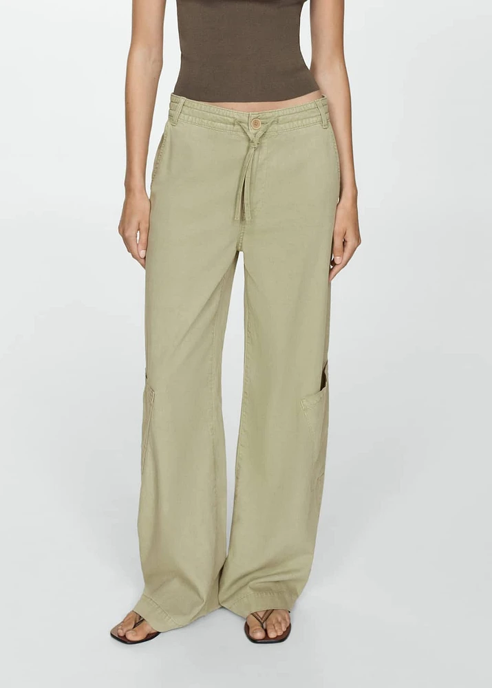 Lyocell pants with adjustable drawstring