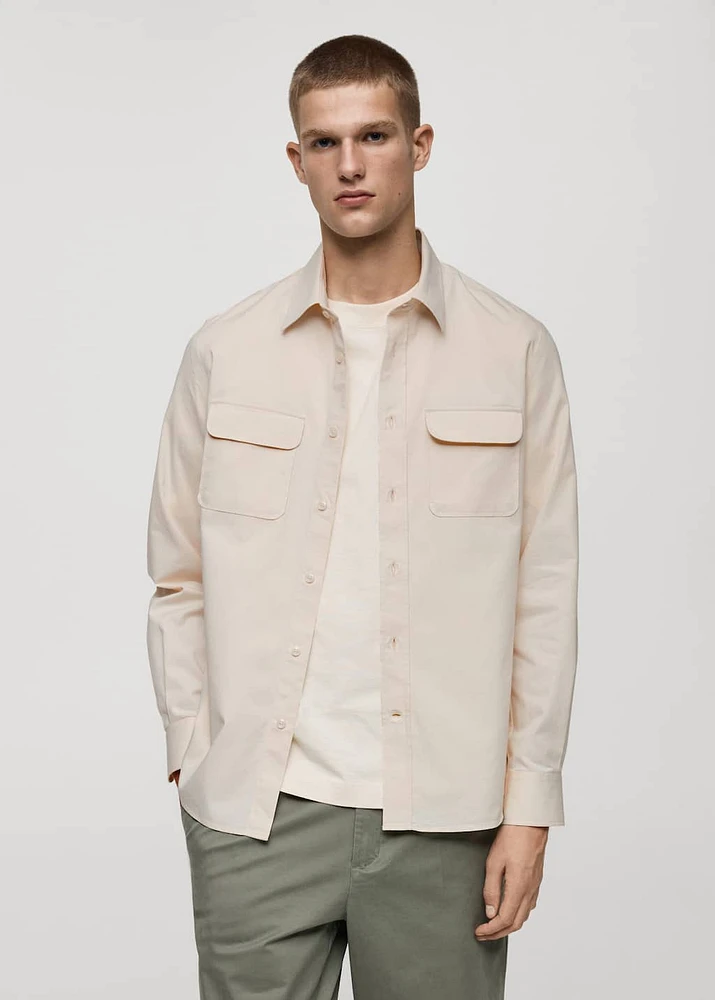Twill cotton overshirt with pockets
