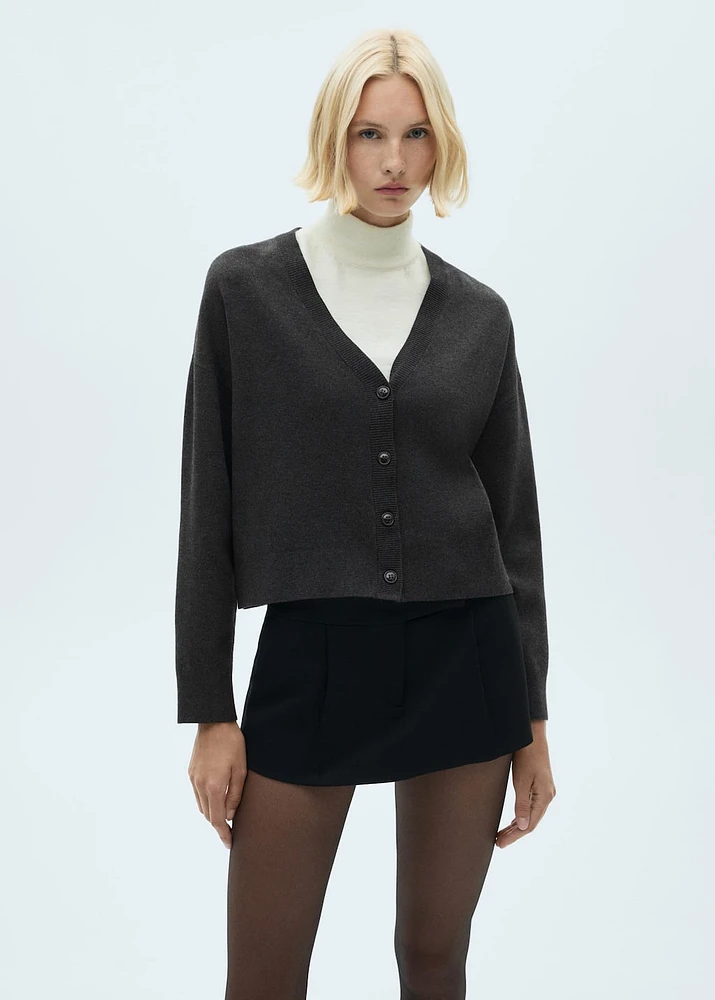 V-neck knitted cardigan