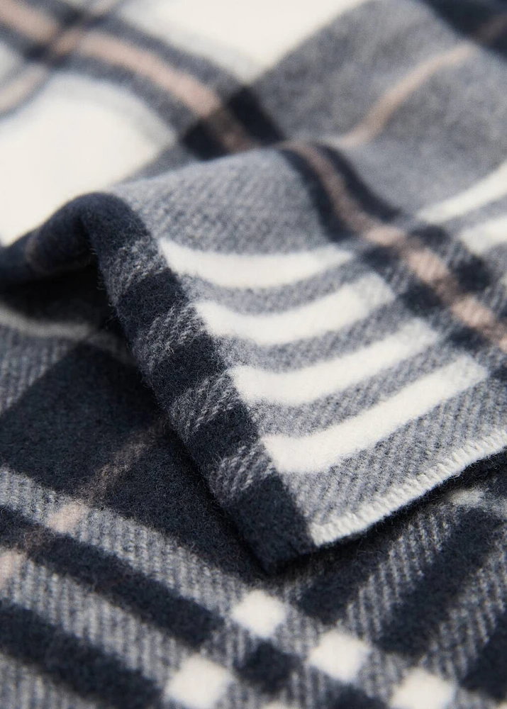 Check fringed scarf