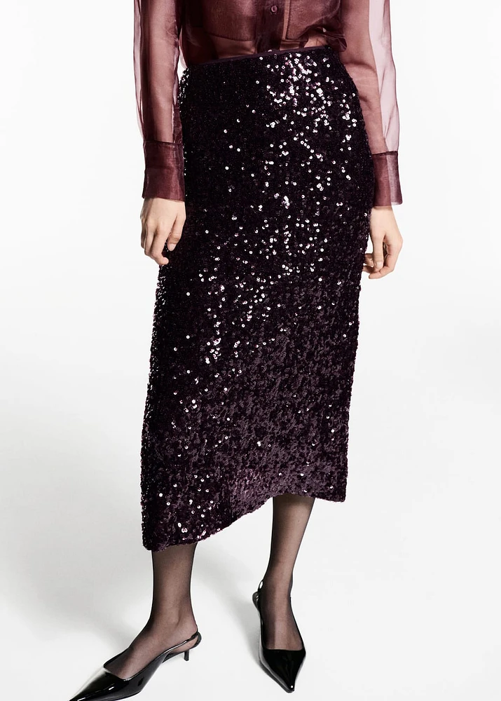 Sequin midi skirt