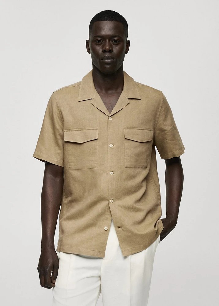 Regular-fit linen cotton shirt