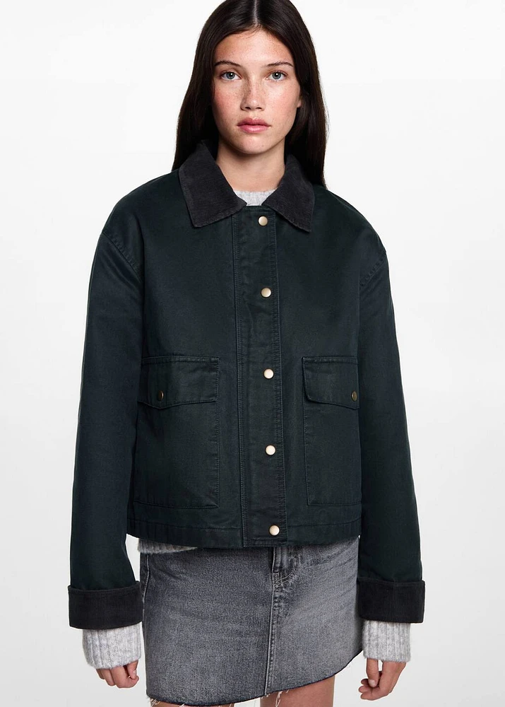 Waxed-effect short parka