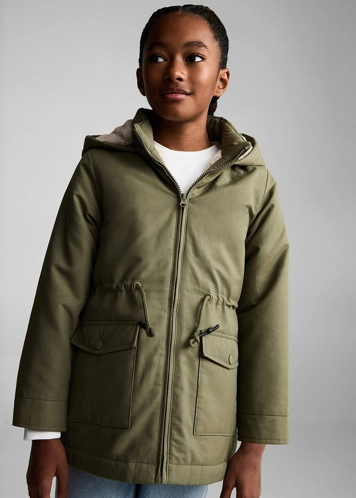 Parka with fur-effect lining