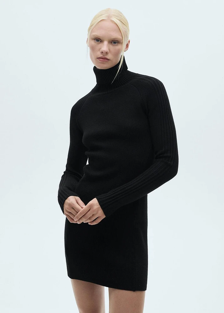 Short knitted turtleneck dress
