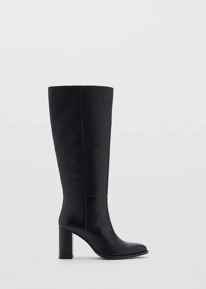 High heel leather boot