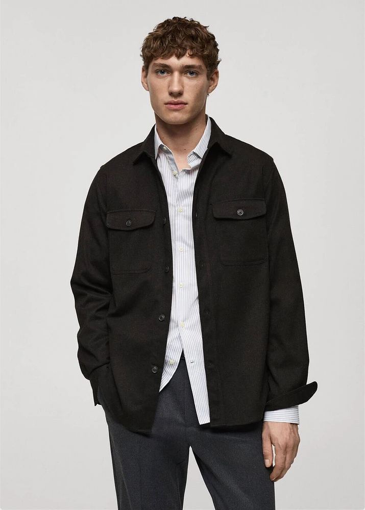 Regular-fit flannel overshirt with pockets