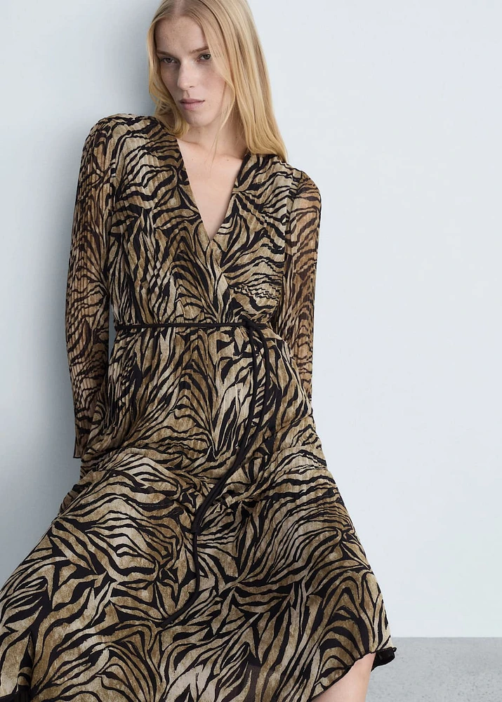 Leopard-print dress with bow