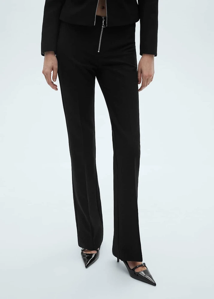Flared pants with zip