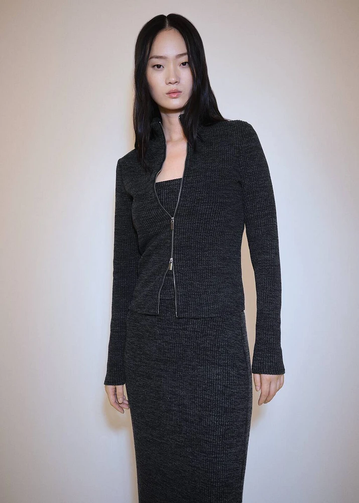 Knitted jacket with zip
