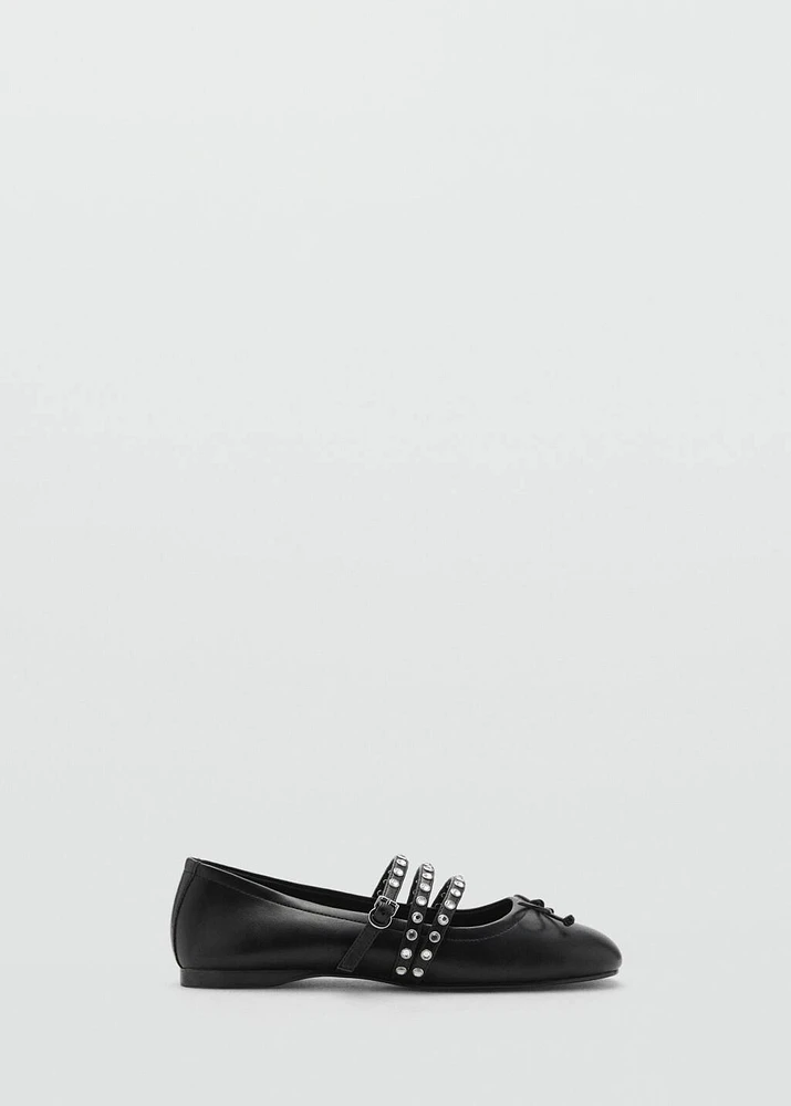 Studded ballet flats with straps
